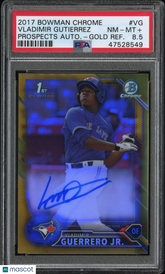 2017 Bowman Chrome Vladimir Gutierrez Jersey #27/50 Auto Gold Refractor PSA 8.5