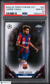 2023-24 Topps Chrome UEFA Club Lamine Yamal #64 Rookie RC PSA 10 Gem Spain