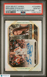 2024 Select WNBA Courtside Action Signatures Breanna Stewart Silver Auto PSA 10