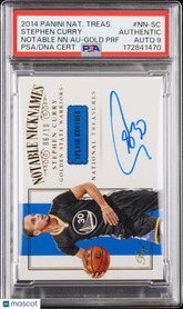 2014 National Treasures Notable Nicknames Stephen Curry Gold PRF /10 PSA Auto 9