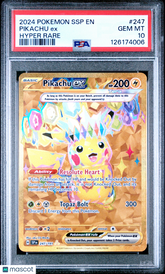 2024 Pokemon SSP EN-Surging Sparks Pikachu EX #247 Full Art Hyper Rare PSA 10