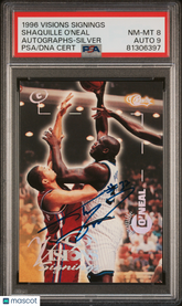 1996 Visions Signings Shaquille O'Neal Silver Autograph Signature PSA 8 Auto 9