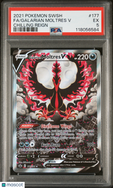 2021 Pokemon Sword Shield Chilling Reign Galarian Moltres V #177 Full Art PSA 5