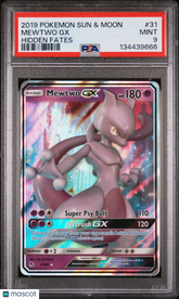 2019 Pokemon Sun & Moon Hidden Fates Mewtwo GX Holo Holo Full Art PSA 9 #31