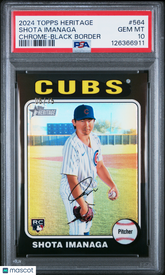 2024 Topps Heritage Shota Imanaga #564 RC Chrome Black Border 06/75 PSA 10 POP 1