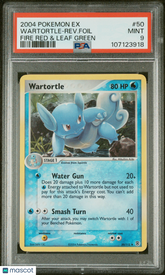 2004 Pokemon EX Fire Red & Leaf Green Wartortle - Reverse Foil #50 PSA 9 Mint