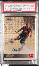 2021 Stadium Club Chrome Bundesliga Andre Hahn Superfractor 1/1 PSA 9 Auto 10