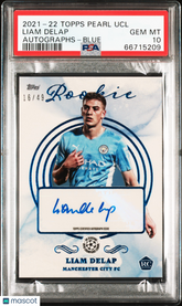 2021 Topps Pearl UEFA Champions Autograph Rookie Liam Delap Blue 49 PSA 10 POP 1