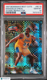 1997 Bowman's Best Cuts Shaquille O'Neal Die Cut Atomic Refractor SP PSA 10 Gem
