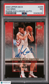 2003 Upper Deck Rookie Exclusives Yao Ming #A58 Auto On Card Autograph PSA 7