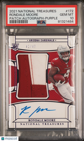 2021 National Treasures Rondale Moore #172 Patch Autograph Purple 42/49 PSA 10