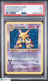 1999 Pokemon Game Alakazam Holo Holo Shadowless PSA 5 #1