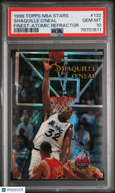 1996 Topps NBA Stars Shaquille O'Neal #132 Finest Atomic Refractor PSA 10 Pop 8