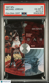 1997 SPX Michael Jordan #6 UDA Buyback Sticker PSA 6 Auto 8 Autograph