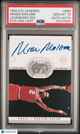 1999 Upper Deck Legends Legendary Signatures Moses Malone #MM PSA 10 Auto POP 3