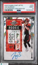 2020 Contenders Optic Joe Burrow #101 Rookie Cracked Ice #/22 Auto PSA 9