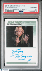 2015 Star Trek Next Gen Portfolio Autograph Lou Wagner Limited Auto PSA 10