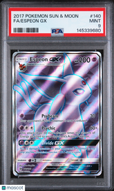 2017 Pokemon Sun & Moon Espeon GX Full Art Fa PSA 9 #140 Mint