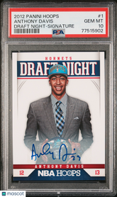 2012 Panini Hoops Draft Night Anthony Davis #1 Signature Rookie Auto SP PSA 10