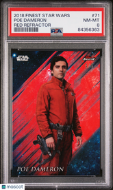 2018 Finest Star Wars Poe Dameron #71 Red Refractor #4/5 PSA 8
