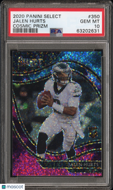 2020 Panini Select Jalen Hurts #350 Cosmic Prizm Field Level Rookie SP PSA 10