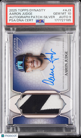 2025 Topps Dynasty Autograph Patch Aaron Judge Silver #/5 Pop 1 PSA 10 Auto 9