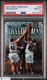 1997 Finest Embossed Tim Duncan #306 Embossed PSA 10 Spurs Gem Mint