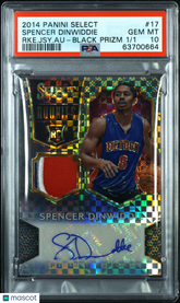 2014 Panini Select Rookie Patch Auto Spencer Dinwiddie #17 Black #1/1 PSA 10