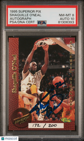 1995 Superior Pix Autograph Shaquille O'Neal #/200 PSA 8 Auto 10