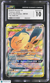 2019 Pokemon Black Star Promos Eevee & Snorlax GX Tag Team Tin CGC 10 #SM169 Gem