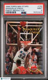 1996 Topps NBA Stars Shaquille O'Neal #132 Finest Refractor Refractor PSA 9