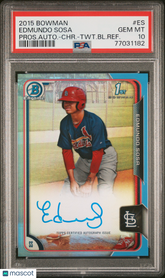 2015 Bowman Chrome Rookie Auto Edmundo Sosa Twitter Blue Refractor #1 /3 PSA 10