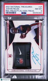 2021 National Treasures Rookie Treasures Logo Patch Auto Justin Fields 4/5 PSA 8