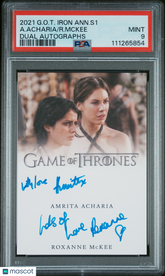 2021 Game Of Thrones Iron Anniv Roxanne McKee Amrita Acharia LE Dual Auto PSA 9