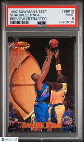 1997 Bowman's Best Preview Shaquille O'Neal #BBP10 SP Refractor PSA 9 Lakers