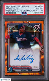 2024 Bowman Chrome 1st Auto Angel Feliz #CPAAF Orange Lava Refractor /25 PSA 10