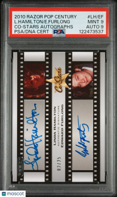 2010 Razor Pop Century Co-Stars Autograph Furlong /Linda Hamilton /25 PSA 9 Auto