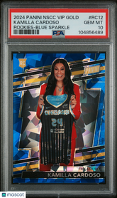 2024 Panini National Vip Gold Rookies Kamilla Cardoso #RC12 Blue Sparkle PSA 10