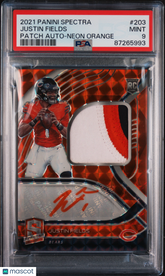 2021 Spectra Justin Fields #203 Neon Orange Auto Rookie RPA /15 PSA 9 POP 1