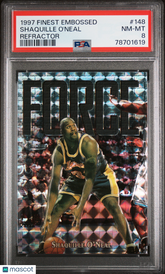 1997 Finest Embossed Shaquille O'Neal #148 Refractor /263 Refractor PSA 8 Lakers