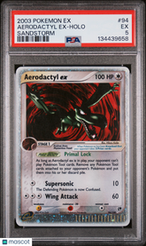 2003 Pokemon EX Sandstorm Aerodactyl EX Holo Holo Sandstorm PSA 5 #94