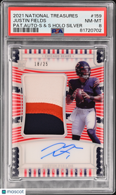 2021 National Treasures Justin Fields Stars Stripe PSA 8 Rookie Auto Patch /25