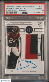 2022 National Treasures Derek Stingley JR. #197 Rookie Patch Auto 17/99 PSA 10