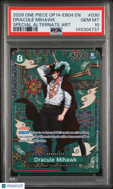 2026 One Piece The Azure Sea's Seven Dracule Mihawk Special Alt Art PSA 10 #030