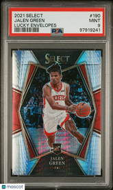 2021 Panini Select Jalen Green #190 Lucky Envelopes Prizm Rookie #7/8 PSA 9