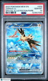 2023 Pokemon Mew EN-151 Zapdos EX Special Illustration Rare PSA 10 #202 Gem Mint