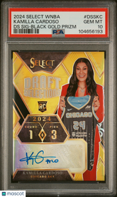 2024 Select WNBA Draft Kamilla Cardoso Black Gold Prizm /10 Rookie Auto PSA 10