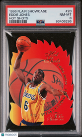 1996-97 Flair Showcase Hot Shots Eddie Jones #20 Die-Cut Insert PSA 8 Lakers