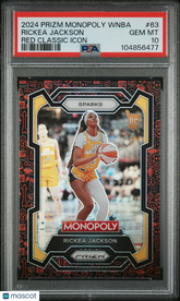 2024 Prizm Monopoly WNBA Rickea Jackson Red Classic Icon Rookie PSA 10 Sparks