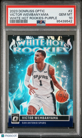 2023 Donruss Optic White Hot Rookies Victor Wembanyama #2 Purple Prizm PSA 10